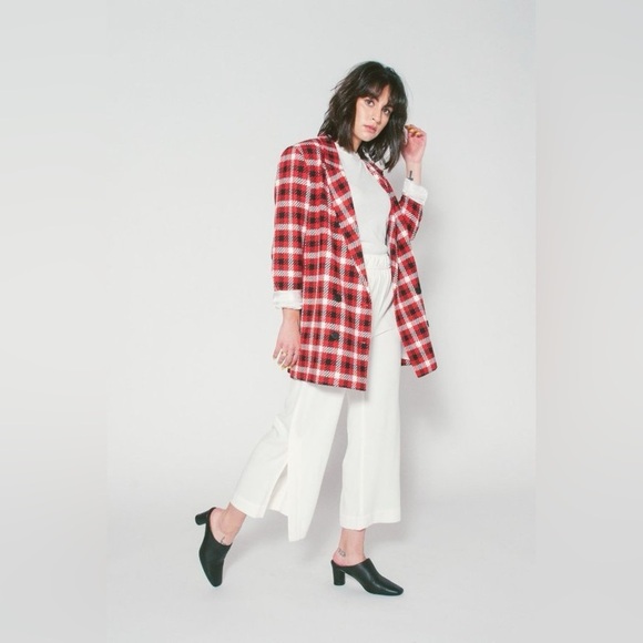 Just Female Jackets & Blazers - Just Female Holmes Red Check Blazer Size Medium